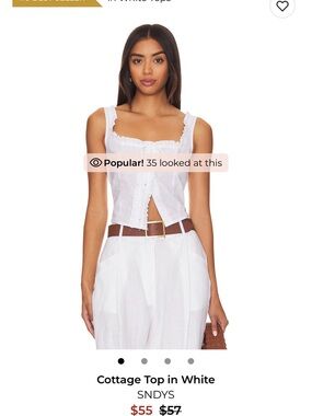 SNDYS White Ruffle-Trim Cottage Tank